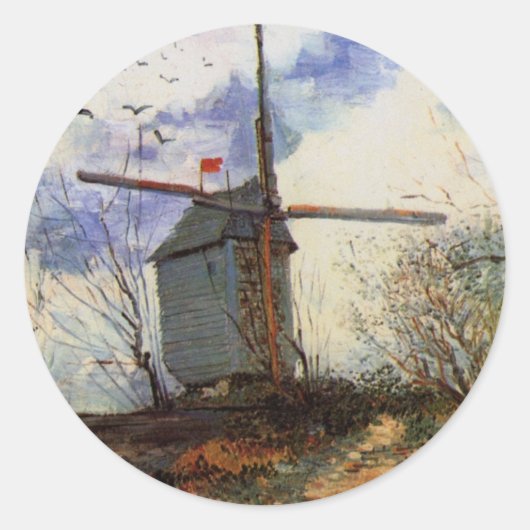 Sticker Rond Le Moulin de la Galette par Vincent van Gogh (Devant)