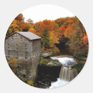 Sticker Rond Le moulin de Lanterman en automne