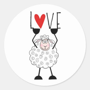 Sticker Rond "Le Mouton de Jéhovah avec le Coeur"