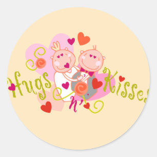 Sticker Rond Le n d'étreintes embrasse Valentine