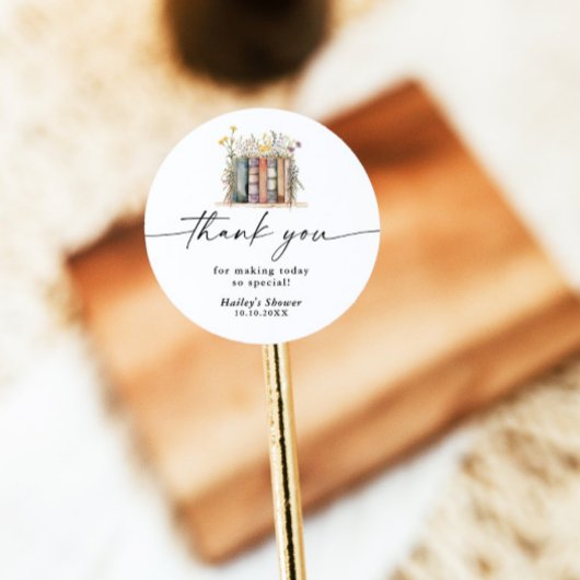 Sticker Rond Le nouveau chapitre commence le Baby shower Fleur