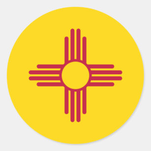 Sticker Rond Le Nouveau Mexique/drapeau mexicain d'état (Zia),