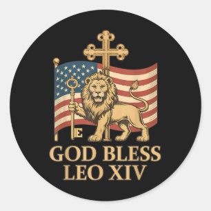 Sticker Rond Le Pape du Vatican Leo Xiv - Dieu béni le Pape Leo