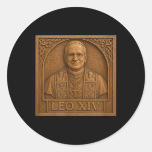 Sticker Rond Le Pape Leo Xiv _ Carving en bois