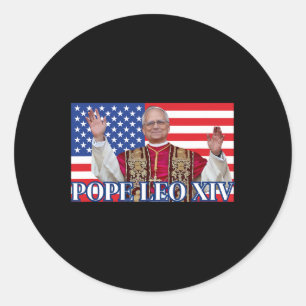 Sticker Rond Le Pape Leo Xiv Nouveau Pape Premier Pape Américai