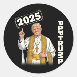 Sticker Rond Le pape Trump drôle Trump Vatican Christian Retro 