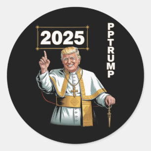 Sticker Rond Le pape Trump drôle Trump Vatican Christian Retro