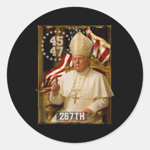 Sticker Rond Le pape Trump et le président Trump
