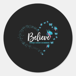 Sticker Rond Le papillon de sensibilisation au cancer croit