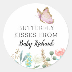 Sticker Rond Le papillon embrasse la faveur douce de baby