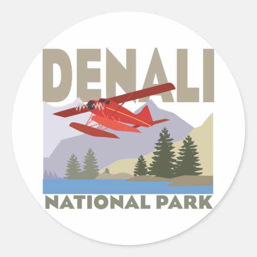 Sticker Rond Le Parc national de Denali (Devant)