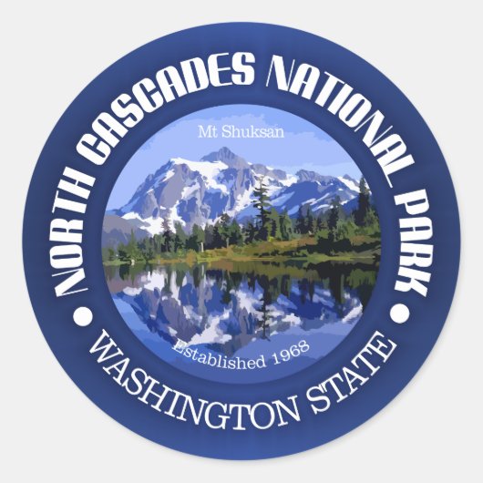 Sticker Rond Le Parc national de North Cascades (Devant)