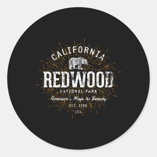 Sticker Rond Le parc national de Redwood Redwood (Devant)