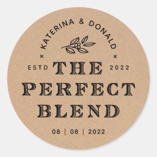 Sticker Rond Le parfait mélange Mariage rustique Kraft