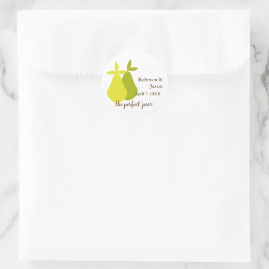 Sticker Rond Le Parfait Pear Pair Mariage Jaune Vert (Sac)