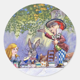 STICKER ROND LE PARTI THÉ MAD HATTERS