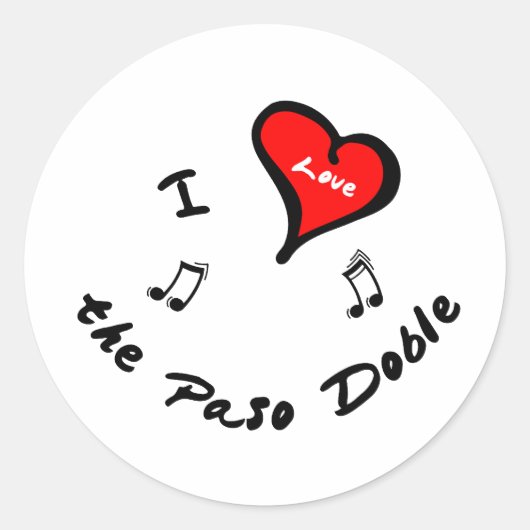 Sticker Rond le Paso Doble Objets - J'Coeur le Paso Doble (Devant)