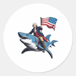 Sticker Rond Le patriotique génial George Washington 4 juillet