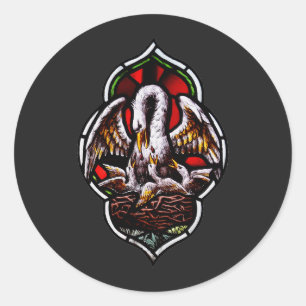 Sticker Rond Le Pélican dans sa Piété Symbole eucharistique