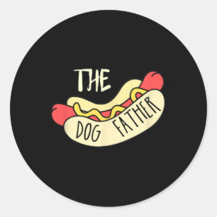 Sticker Rond Le père chien BBQ Hot Dog Papa Fête des Pères Gril