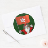 Sticker Rond Le Père Noël Avec L'Ensigne De Hong Kong (Enveloppe)