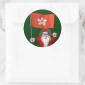 Sticker Rond Le Père Noël Avec L'Ensigne De Hong Kong (Sac)