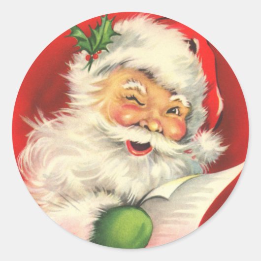 Sticker Rond Le Père Noël avec un clin d'oeil (Devant)
