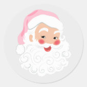 Sticker Rond Le Père Noël en Casquette rose Noël (Devant)