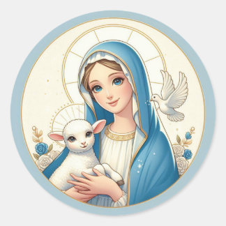 Sticker Rond Le petit agneau de Mary