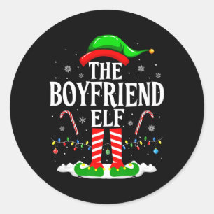 Sticker Rond Le petit ami Elf Funny Xmas Elf Correspondant Fami
