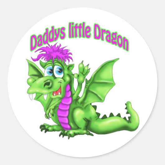 Sticker Rond Le petit dragon de papa (Devant)