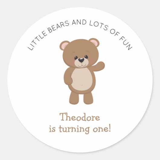 Sticker Rond Le Petit Ours Tourne Un Bois Anniversaire (Devant)