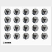 Sticker Rond Le Petit Poodle Noir (Feuille)