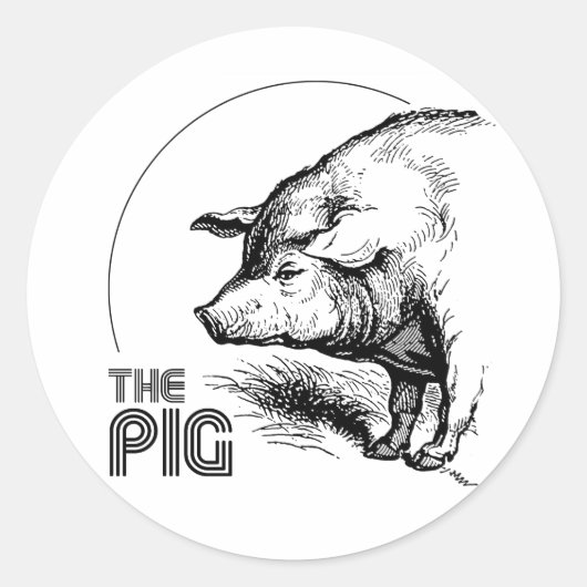STICKER ROND LE PIG VINTAGE (Devant)