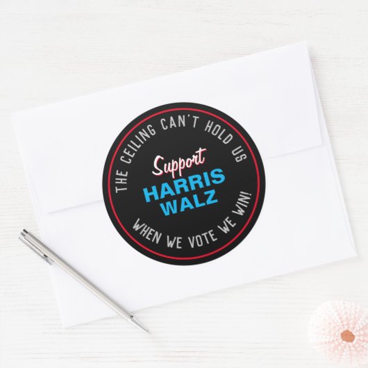 Sticker Rond Le plafond ne peut pas nous tenir HARRIS WALZ 2024 (Enveloppe)