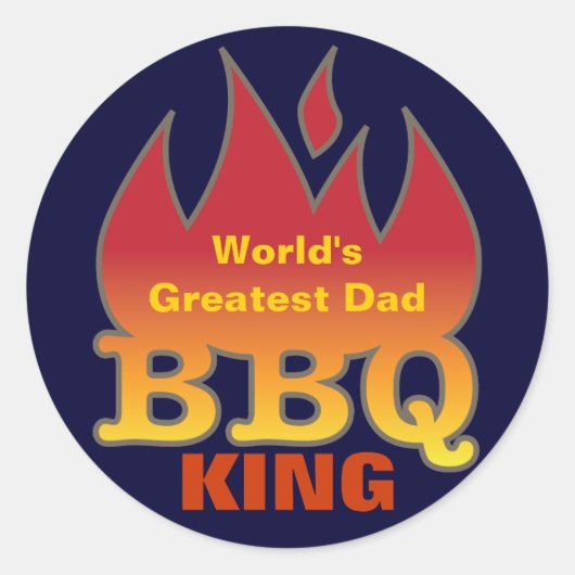 Sticker Rond Le plus grand papa BBQ KING du monde (Devant)