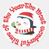Sticker Rond Le plus merveilleux temps Penguin Noël (Devant)