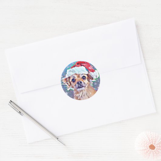 Sticker Rond Le plus mignon chien de Noël jamais vu ! (Enveloppe)