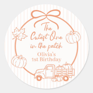 Sticker Rond Le plus mignon dans le patch de citrouille 1er ann