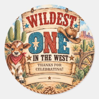 Sticker Rond Le plus sauvage de l'Ouest Cowboy Premier Annivers