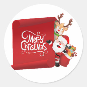 Sticker Rond "Le point de vue de Noel derrière le joyeux papier