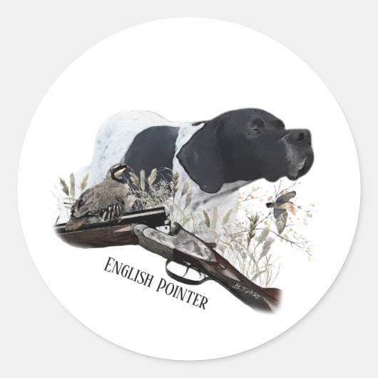 Sticker Rond Le pointeur anglais (Devant)