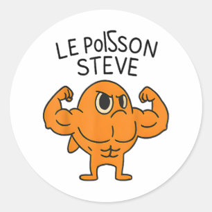 Sticker Rond Le Poisson Steve Funny Cartoon de poisson musclé