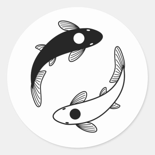 Sticker Rond Le poisson Yin Yang Koi (Devant)