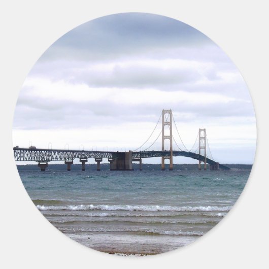 Sticker Rond Le pont Mackinac (Devant)