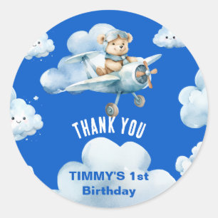 Sticker Rond Le premier anniversaire de Teddy Bear tracer une v