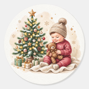 Sticker Rond Le premier Noël de bébé