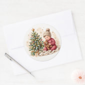 Sticker Rond Le premier Noël de bébé (Enveloppe)