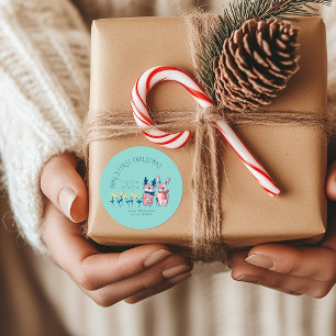 Sticker Rond Le premier Noël de bébé avec de mignons amis renne