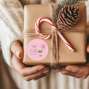 Sticker Rond Le premier Noël de bébé - Illustration de l'agneau